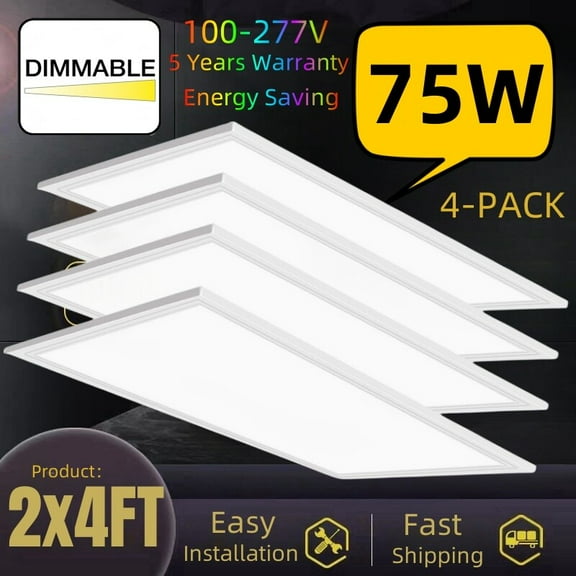 2x4 LED Panel Light 75W Drop Ceiling Office Shop Warehouse Indoor Light Fixture