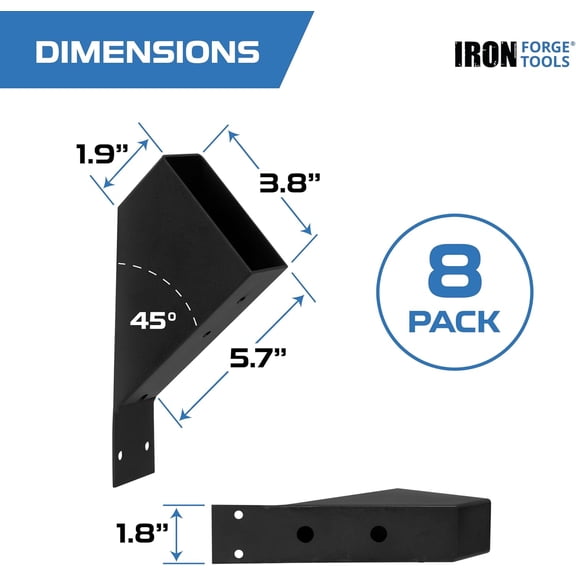 2x4 Pergola - 8 Pack Powdercoated Steel Corner Pergola Kit - 45 Degree Angle Bracket Angle Brace for Installation - Hardware Kit and Accessories, Roof Gazebo Kits