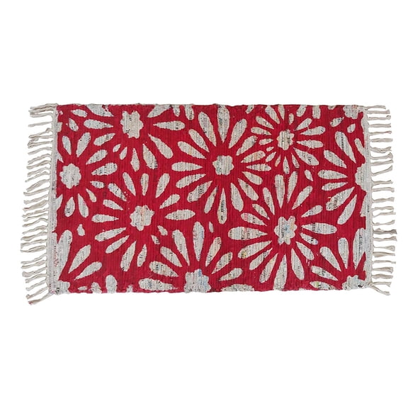 2x4 ft Door Mat Red Area Rug Recycled Newspaper Living Room Doormat Ecofriendly (27''x 45'') Bedroom Study Office Entry Way Rugs by MystiqueDecors