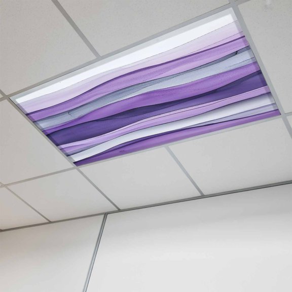 2x4 ft Fluorescent Light Cover for Ceiling Purple Gradient Water Ripple Magnetic Light Filters, Abstract Geometric Color Block Ceiling Lampshades for Home School Office 1Pcs