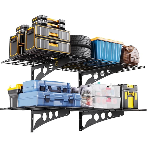 2x4ft Garage Shelving Wall Mounted,47" *24" Heavy Duty Walls Shelf Storage Rack,1100LBS Shelving Wall Mounted for Garage,Kitchens,Storeroom,Basement,Rust-Proof,Easy Installation