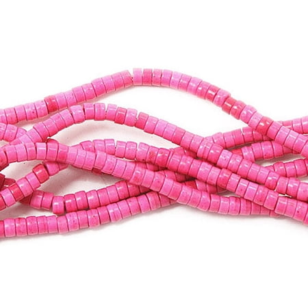 2x4mm Bright Pink Howlite Heishi Beads Genuine Gemstone Natural Jewelry Making