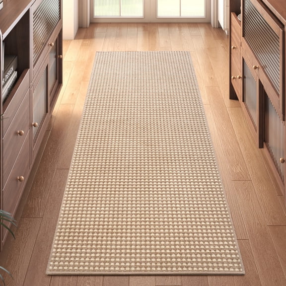 QiCaiJia 2x5 ft Brown Boho Runner Rugs Mat Non Slip Woven Kitchen Runners for Hallways Washable, Soft Long Entryway Laundry Hall Floor Runner Carpet for Indoor Backdoor Bedroom Kitchen Living Room