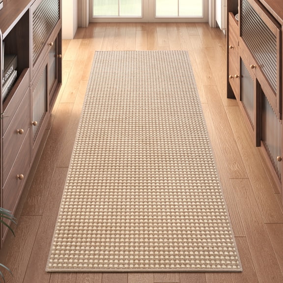 QiCaiJia 2x5 ft Brown Boho Runner Rugs Mat Non Slip Woven Kitchen Runners for Hallways Washable, Soft Long Entryway Laundry Hall Floor Runner Carpet for Indoor Backdoor Bedroom Kitchen Living Room
