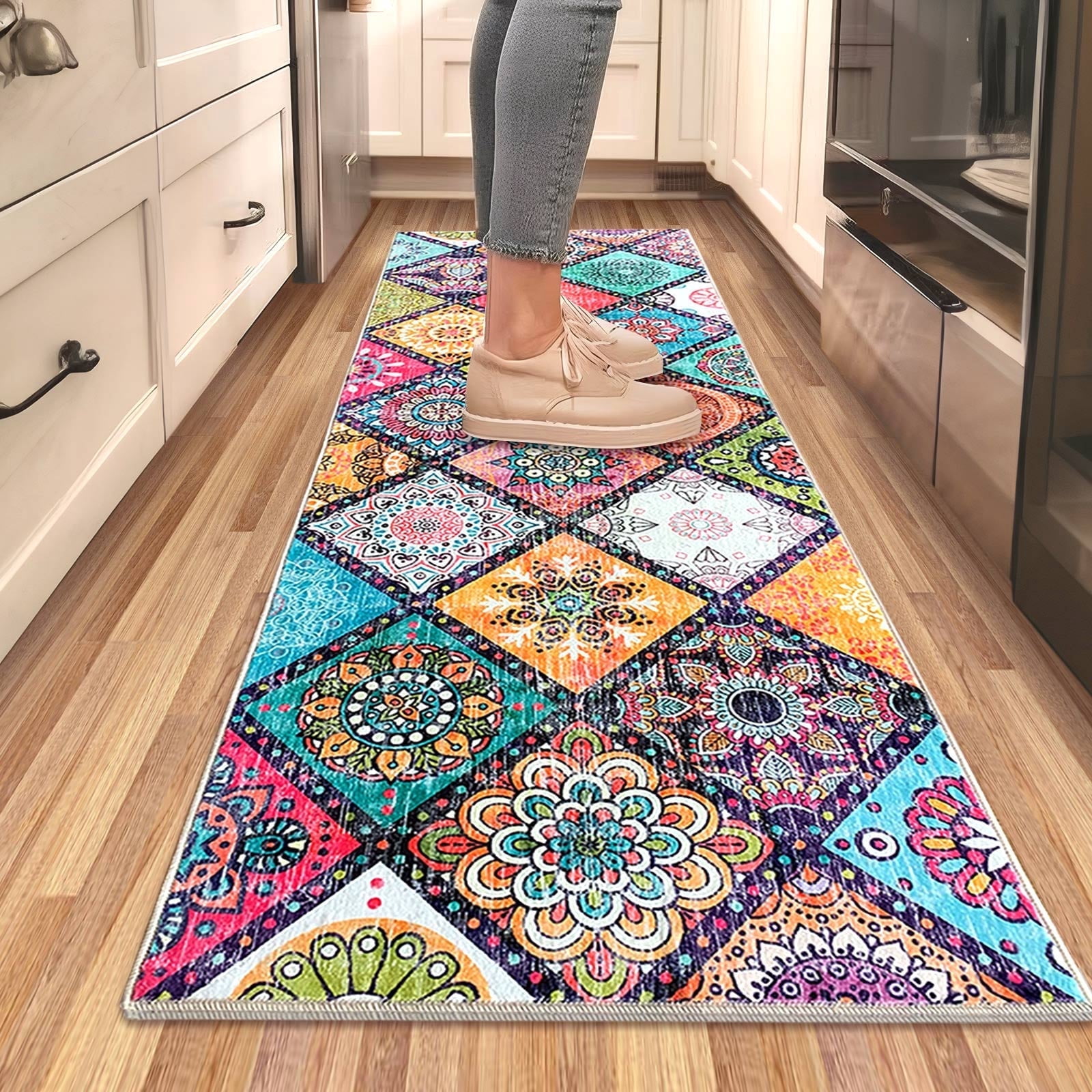 2x5 ft Runner Rug for Hallways Washable Kitchen Rug, Non Slip Floral ...