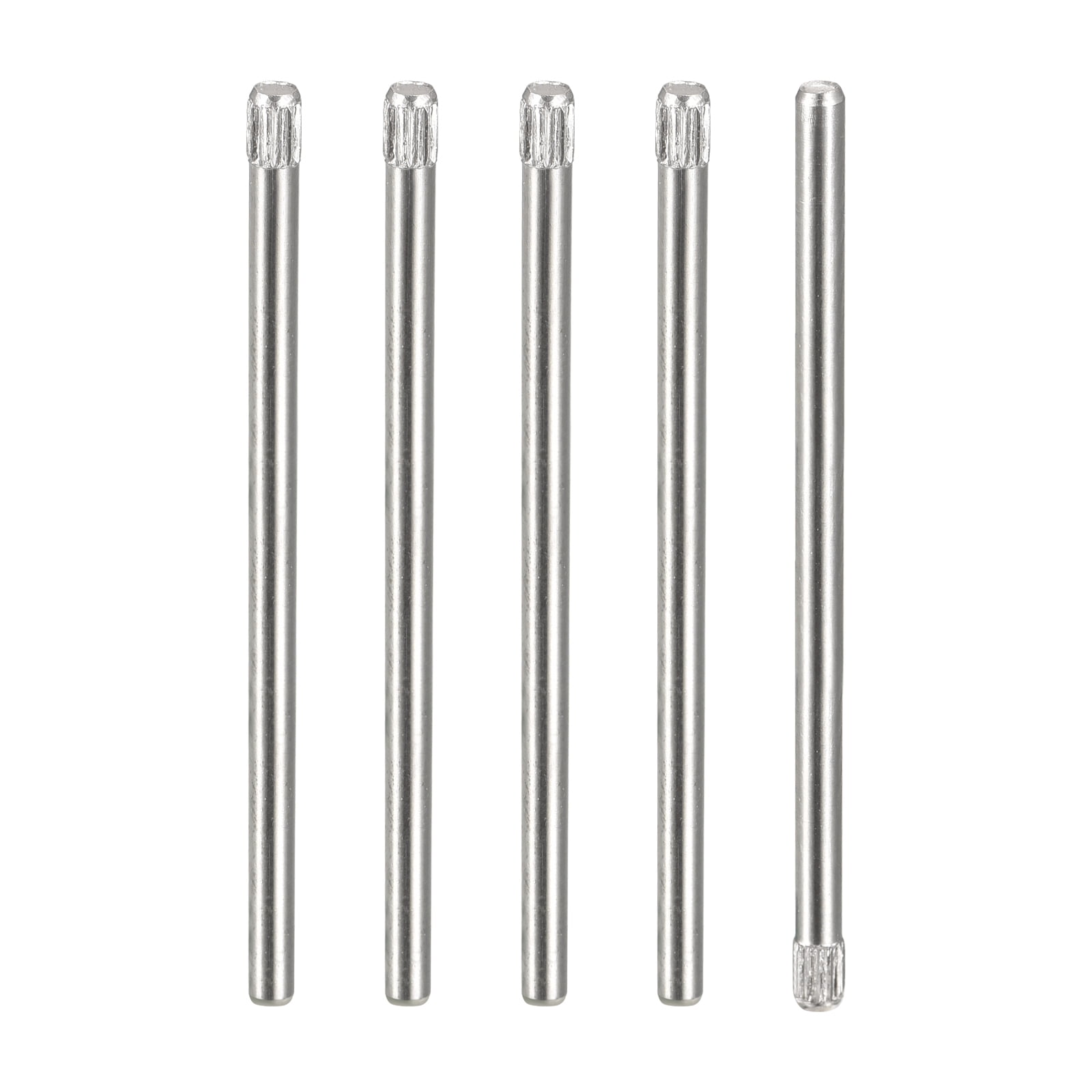 2x50mm 304 Stainless Steel Dowel Pins, 5 Pack Knurled Head Flat End