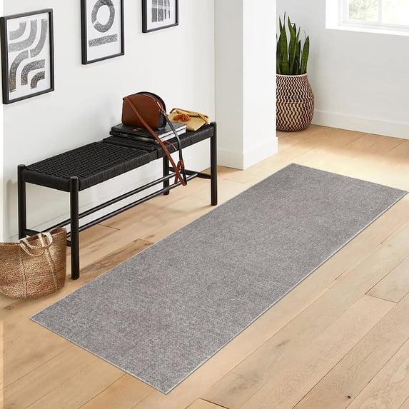 2x6/4x6/5x7/8x10/9x12 Washable Rug Non Slip Modern Hallway Runner Rug with Rubber Backing Low Pile Floor Cover Contemporary Solid Textured Carpet for Kitchen Laundry Entryway