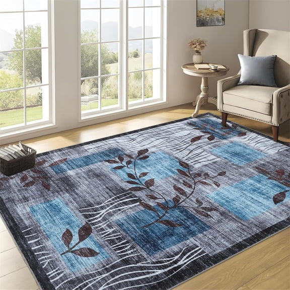 2x6/5x7/8×10/9×12/10×13 Washable Area Rug Modern Geometric Floor Cover Foldable Thin Living Room Bedroom Non Slip Carpet Non-Shedding & Easy Care Mat for Kitchen Dining Room Home Decor