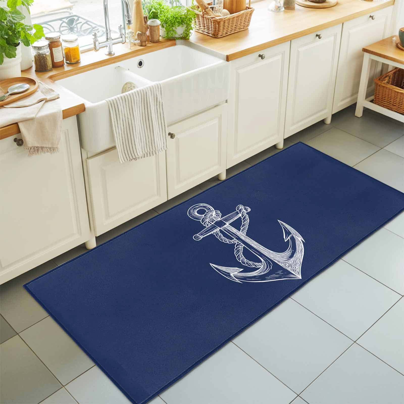 2x6 Anchor Runner Rug for Hallway, Washable Non Slip Low Pile Soft ...