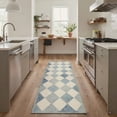 thumbnail image 1 of 2x6 Area Rugs for Hallway Machine Washable Low Pile Runner with Non Slip Backing, Diamond Print Pattern Light Weight Indoor Rug for Laundry Room, Bedroom, Bathroom, Diamond Dusty Blue, 1 of 6