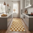 thumbnail image 1 of 2x6 Area Rugs for Hallway Machine Washable Non Slip Low Pile Runner, Minimalist Checkerboard Print Rug for Laundry Room, Bedroom, Bathroom, Entryway, Indoor Floor Mat Honey Beige, 1 of 3