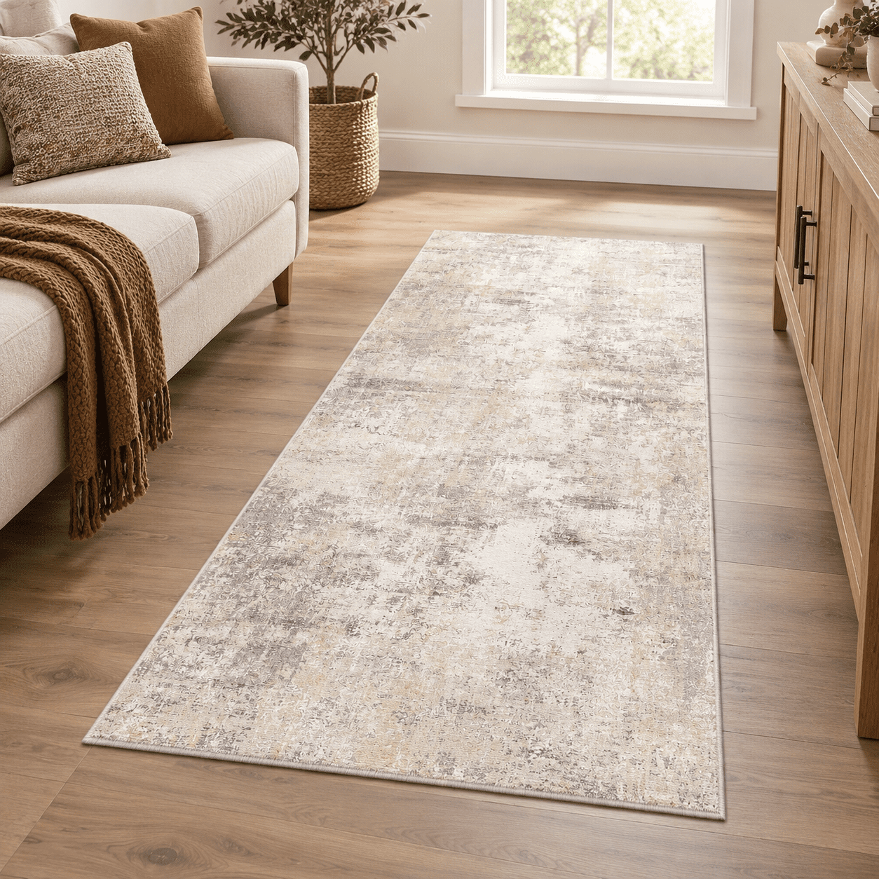 2x6 Beige Grey Abstract Runner Rug - Walmart.com