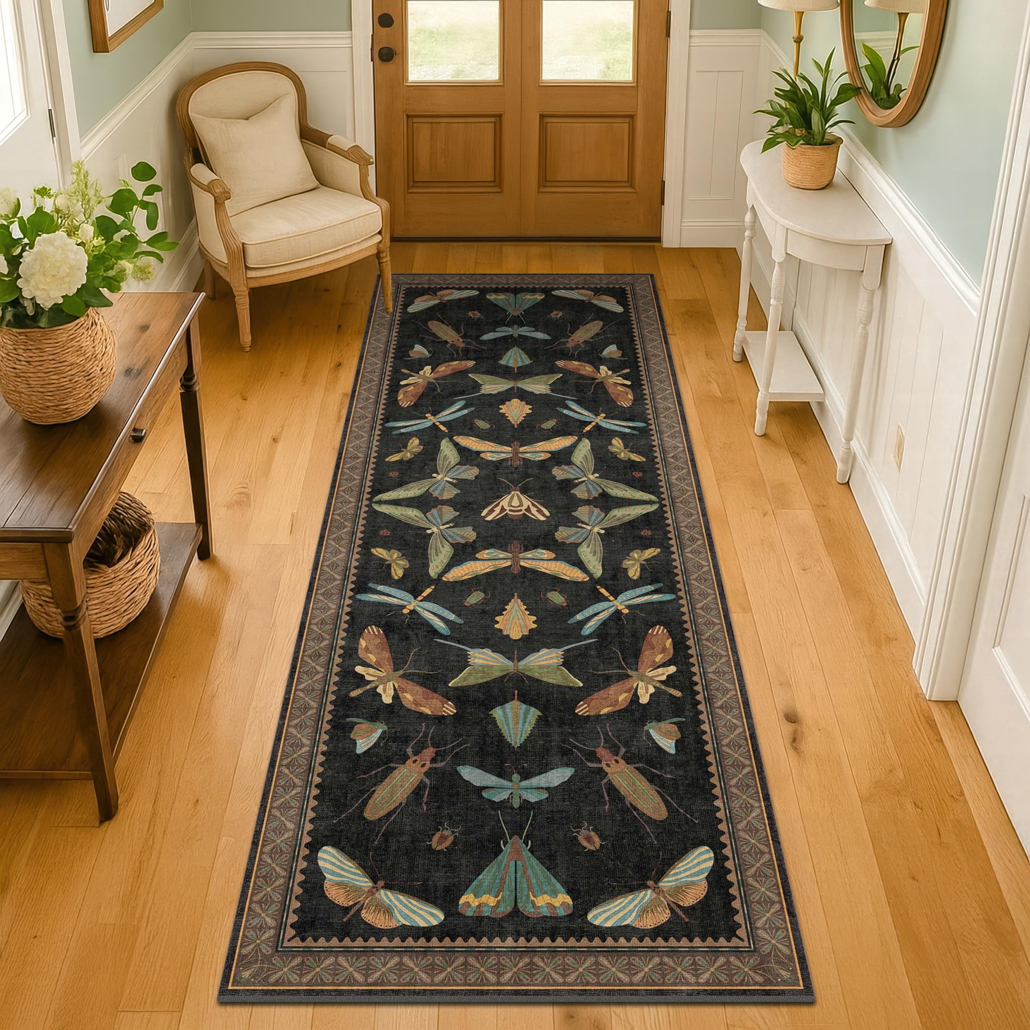 2x6 Black Entryway Runner Rugs Washable Non Slip Runners For Hallway ...