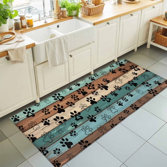 Paw Print Runner Rug 2x6 Dog Paw Print Runner Rug for Hallway, Washable Non Slip Low Pile ...