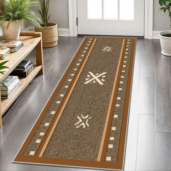 2x6 FT Kitchen Runner Rugs Non Skid Washable, Faux Wool Rug Runners for Hallways Bathroom Carpet Runner, Soft Indoor Modern Floor Rug for Entryway Laundry Room