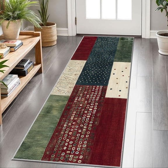 2x6 FT Kitchen Runner Rugs Non Skid Washable, Faux Wool Rug Runners for Hallways Bathroom Carpet Runner, Soft Indoor Modern Floor Rug for Entryway Laundry Room