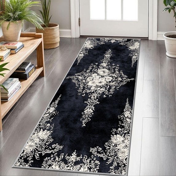 2x6 FT Kitchen Runner Rugs Non Skid Washable, Faux Wool Rug Runners for Hallways Bathroom Carpet Runner, Soft Indoor Modern Floor Rug for Entryway Laundry Room