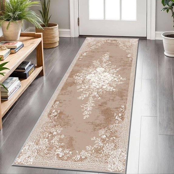 2x6 FT Kitchen Runner Rugs Non Skid Washable, Faux Wool Rug Runners for Hallways Bathroom Carpet Runner, Soft Indoor Modern Floor Rug for Entryway Laundry Room