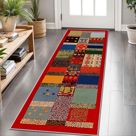2x6 FT Kitchen Runner Rugs Non Skid Washable, Faux Wool Rug Runners for Hallways Bathroom Carpet Runner, Soft Indoor Modern Floor Rug for Entryway Laundry Room
