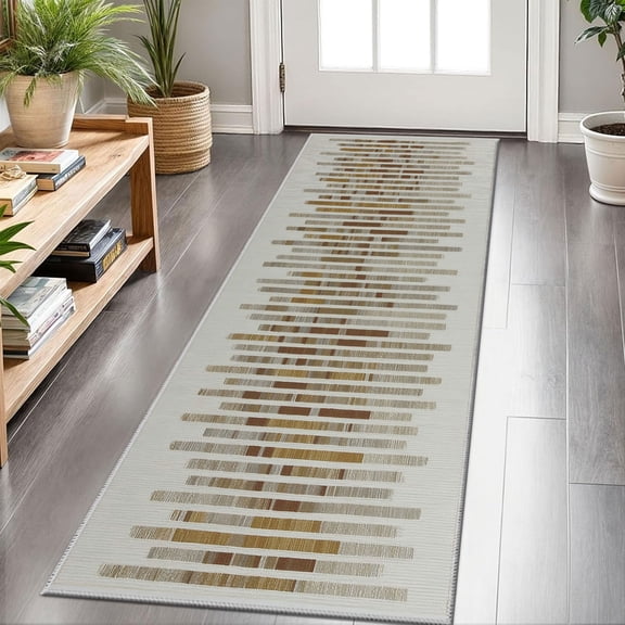 2x6 FT Kitchen Runner Rugs Non Skid Washable, Faux Wool Rug Runners for Hallways Bathroom Carpet Runner, Soft Indoor Modern Floor Rug for Entryway Laundry Room