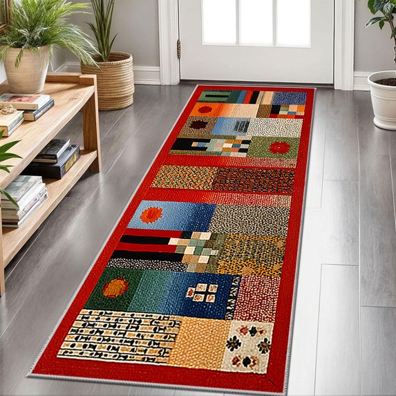 2x6 FT Kitchen Runner Rugs Non Skid Washable, Faux Wool Rug Runners for Hallways Bathroom Carpet Runner, Soft Indoor Modern Floor Rug for Entryway Laundry Room