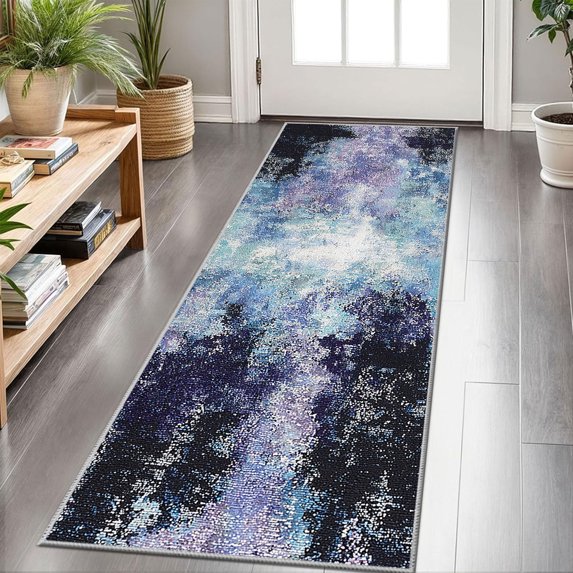 2x6 FT Kitchen Runner Rugs Non Skid Washable, Faux Wool Rug Runners for Hallways Bathroom Carpet Runner, Soft Indoor Modern Floor Rug for Entryway Laundry Room