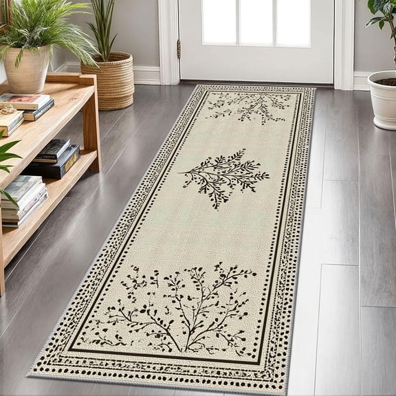 2x6 FT Kitchen Runner Rugs Non Skid Washable, Faux Wool Rug Runners for Hallways Bathroom Carpet Runner, Soft Indoor Modern Floor Rug for Entryway Laundry Room