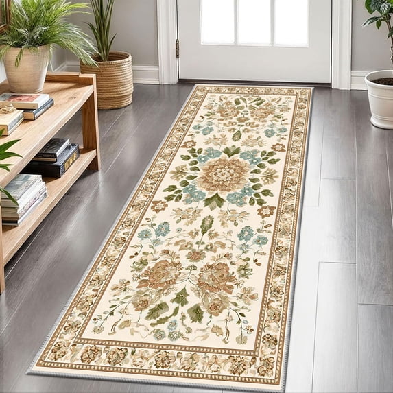 2x6 FT Kitchen Runner Rugs Non Skid Washable, Faux Wool Rug Runners for Hallways Bathroom Carpet Runner, Soft Indoor Modern Floor Rug for Entryway Laundry Room