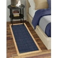 thumbnail image 1 of 2x6 Ft Navy Blue Jute Area Rug, Hand-Woven, Reversible, Farmhouse Boho Style, Durable & Pet-Friendly Rug for Living Room, Dining Room, and Bedroom, 1 of 5