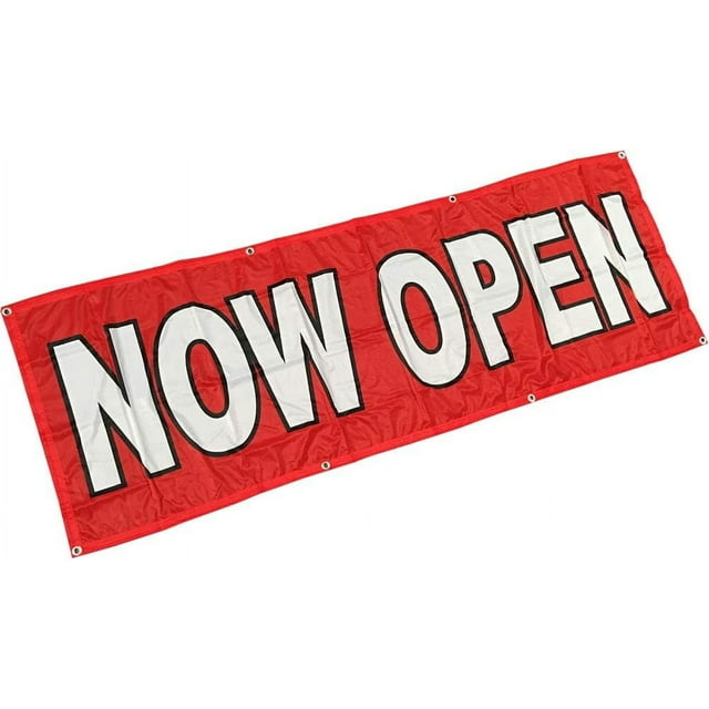 2x6 Ft Now Open Banner Store Sign Vinyl Alternative Fabric rb