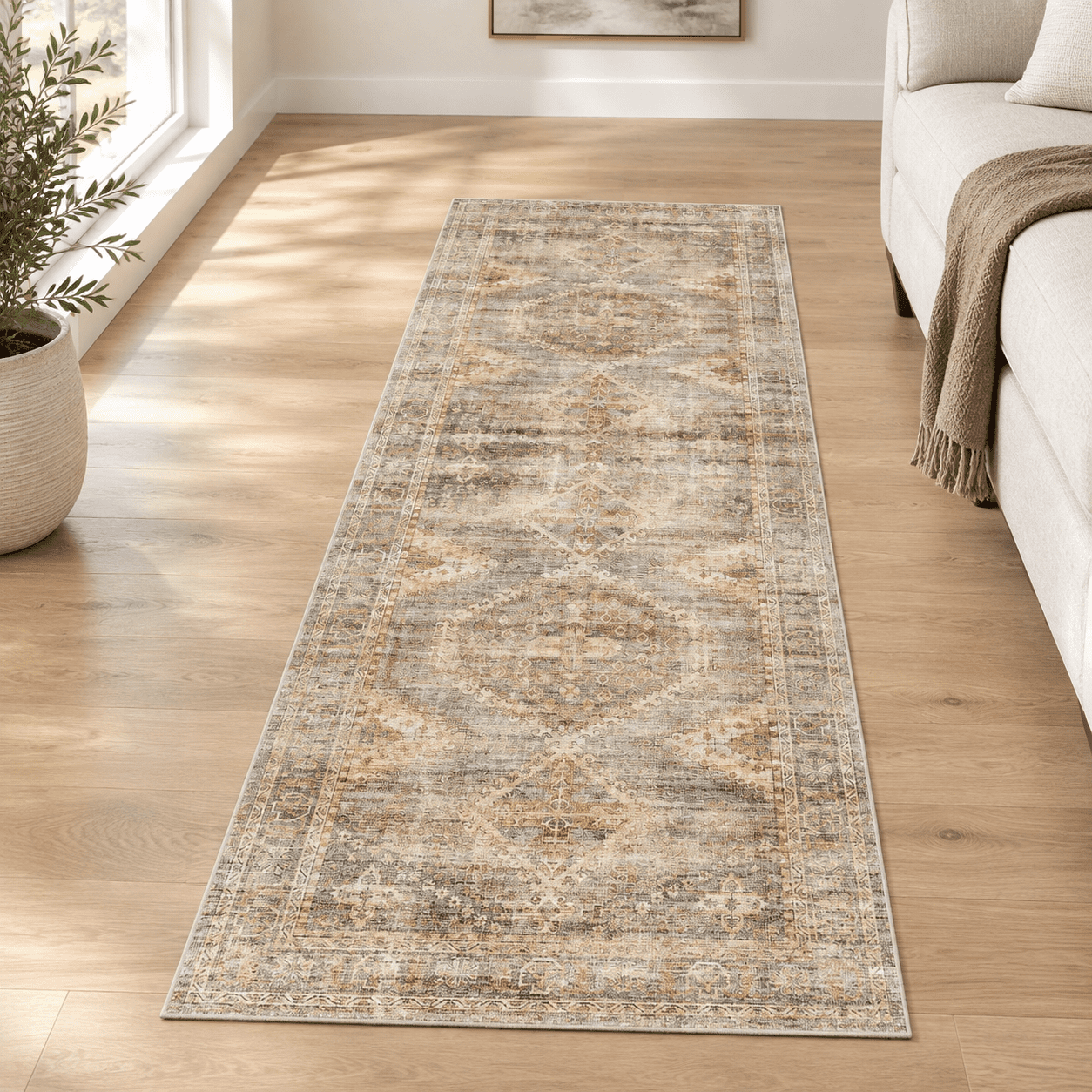 2x6 Grey/brown Geometric Vintrunner Rug - Walmart.com