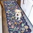 thumbnail image 1 of 2x6 Hallway Floral Rug Runner: Washable Non Slip Low Pile Area For Kitchen Front Door Soft Water Resistant Carpet Bathroom Light Weight Durable Floor Mat Bedroom Nursery(2x6/blue/purple), 1 of 7
