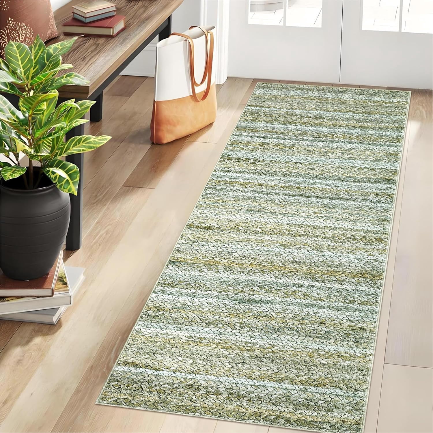 2x6 Hallway Runner Rug – Washable Soft Non-Slip Modern Faux Wool Carpet ...