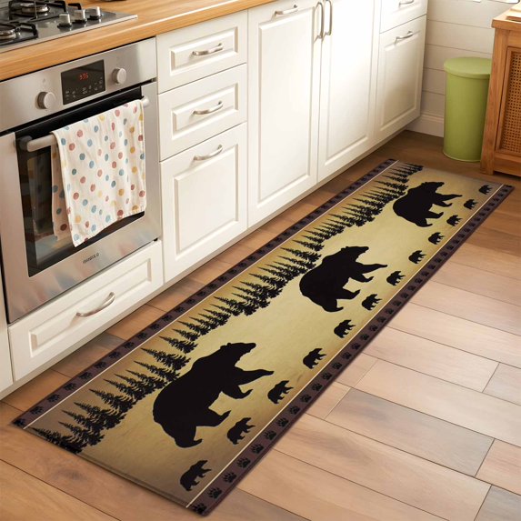 2x6 Kitchen Runner Rug, Black Bear Non-Skid Rubber Backing Large ...