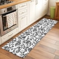 thumbnail image 1 of 2x6 Kitchen Runner Rug, Black Flower Non-Skid Rubber Backing Large Rectangle Rugs - Living Room Bedroom Home Office, Vintage Farmhouse Boho Leaf Spring Plant Indoor Floor Mat Carpets Washable Rug, 1 of 9