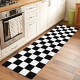 thumbnail image 1 of 2x6 Kitchen Runner Rug, Black White Plaid Non-Skid Rubber Backing Large Rectangle Rugs - Living Room Bedroom Home Office, Farmhouse Modern Minimalist Geometric Indoor Floor Mat Carpets Washable Rug, 1 of 9