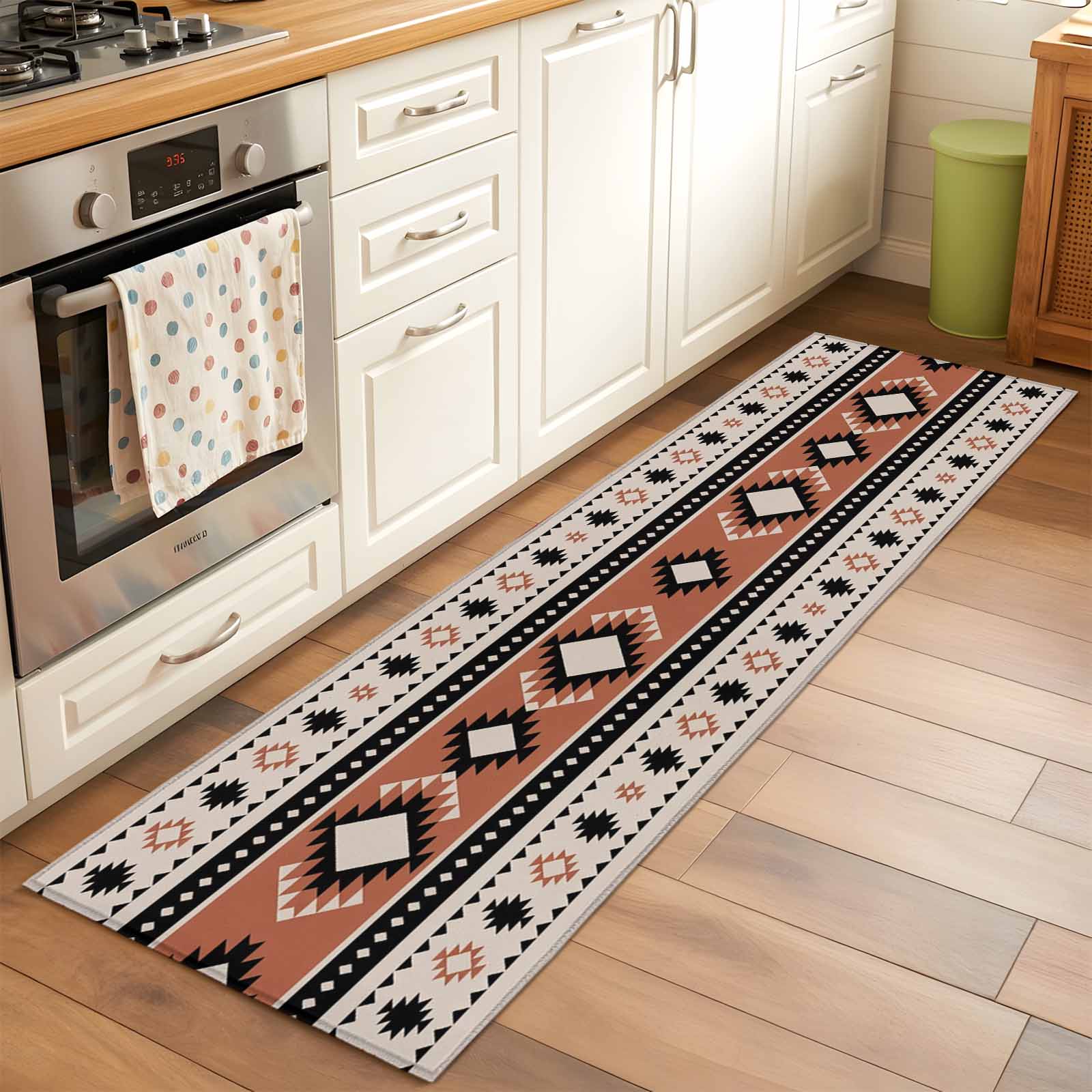 2x6 Kitchen Runner Rug, Khaki Boho Non-Skid Rubber Backing Large ...
