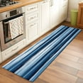 thumbnail image 1 of 2x6 Kitchen Runner Rug, Navy Blue Ombre Non-Skid Rubber Backing Large Rectangle Rugs - Living Room Bedroom Home Office, Modern Oil Painting Waves Abstract Indoor Floor Mat Carpets Washable Rug, 1 of 9