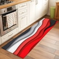 thumbnail image 1 of 2x6 Kitchen Runner Rug, Red Grey Ombre Non-Skid Rubber Backing Large Rectangle Rugs - Living Room Bedroom Home Office, Modern Abstract Moire Art Geometric Indoor Floor Mat Carpets Washable Rug, 1 of 9
