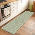 thumbnail image 1 of 2x6 Kitchen Runner Rug, Sage Green Non-Skid Rubber Backing Large Rectangle Rugs - Living Room Bedroom Home Office, Geometric Flower Leaf Diamond Plaid Retro Indoor Floor Mat Carpets Washable Rug, 1 of 9