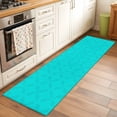 thumbnail image 1 of 2x6 Kitchen Runner Rug, Turquoise Plaid Non-Skid Rubber Backing Large Rectangle Rugs - Living Room Bedroom Home Office, Geometric Leaf Diamond Morocco Abstract Indoor Floor Mat Carpets Washable Rug, 1 of 9