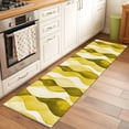 thumbnail image 1 of 2x6 Kitchen Runner Rug, Yellow Stripes Non-Skid Rubber Backing Large Rectangle Rugs - Living Room Bedroom Home Office, Retro Farmhouse Gradient Ripple Pattern Indoor Floor Mat Carpets Washable Rug, 1 of 9