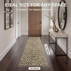 2x6 Leopard Runner Rug for Hallway Bathroom Kitchen Washable Non Slip