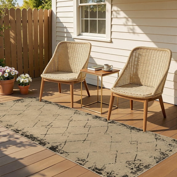 2x6 Outdoor Jute Runner Rug  Neutral Rugs Washable Farmhouse Patio Non Slip Runners For Hallway Kitchen Bedroom Porch Laundry Bathroom Modern Brown