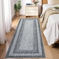 thumbnail image 1 of 2x6 Runner Rug Braided Print Hallway Runner Rug Boho Rug Machine Washable Throw Floor Cover Non Slip Moroccan Carpet for Kitchen Farmhouse Rustic Runner for Living Room Bedroom, Grey, 1 of 9
