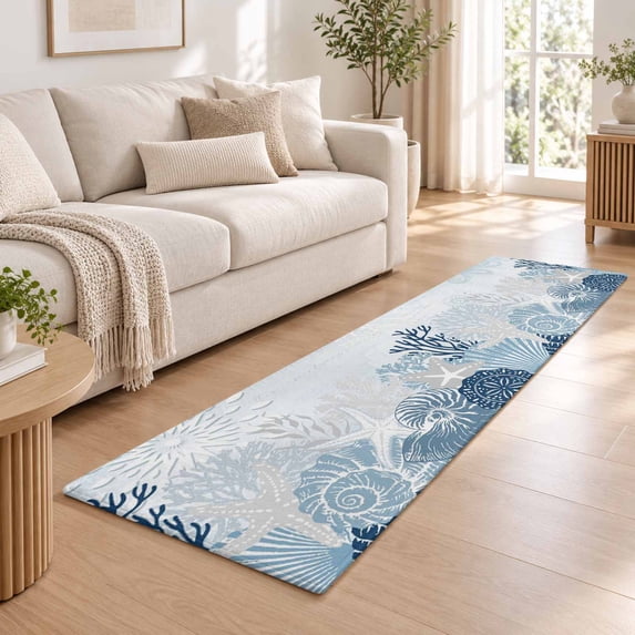 Dc Runner 2x6 Runner Rug, Coastal Coral Low Pile Washable Rugs for Hallway ...