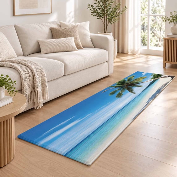 2x6 Runner Rug, Coastal Tropical Low Pile Washable Rugs for Hallway ...