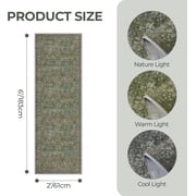 2x6 Runner Rug, Floral Kitchen Rugs Washable Green Rug, Dark Green