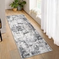 thumbnail image 1 of 2x6 Runner Rug Modern Abstract Washable Rug Stain Resistant Carpet Non-Slip Backing Low Pile Floor Cover Kitchen Hallway EntrywayBrown/Green, 1 of 8