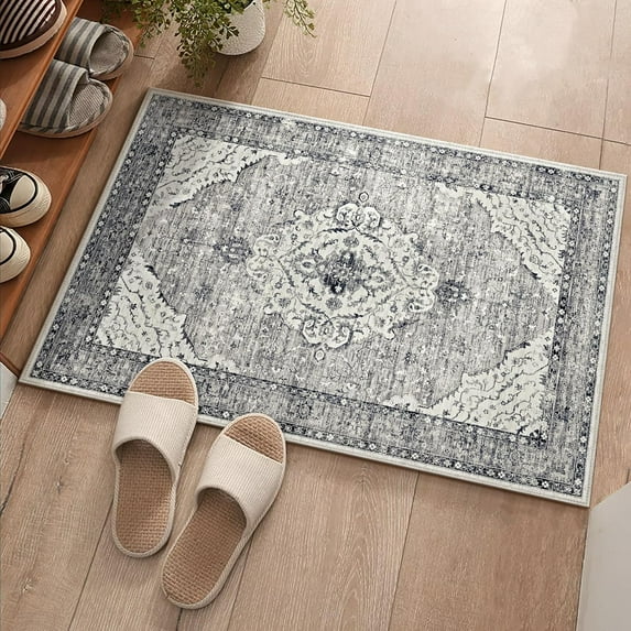 2x6 Runner Rug Non Slip Carpet Runners for Hallway 6ft Fall Runner Rugs with Rubber Backing Rug Runner for Kitchen Bedroom Vintage Distressed Rug (Brick Red)